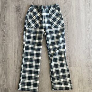 Urban Outfitters Green Plaid Flare Pants SZ 4